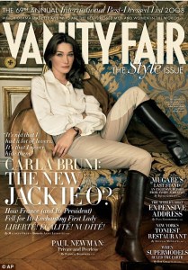 Carla Bruni-Sarkozy graces the cover of Vanity Fair where her style is compared to Jackie O